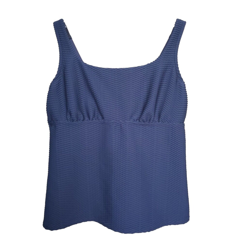 Lands' End Blue Textured Tankini Swim Top Size 16 DD